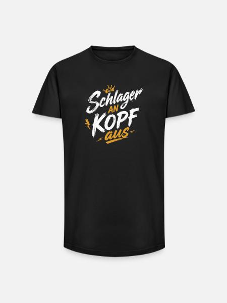 Schlager an Kopf aus Brushed - Long Fit Männer T-Shirt - Schwarz