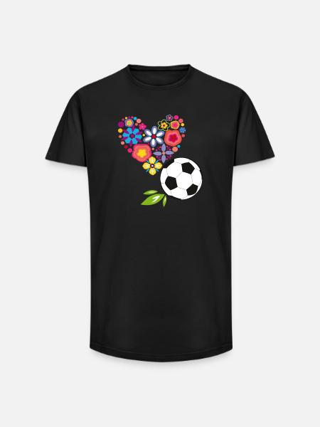 Blumenherz mit Fußball - Long Fit Männer T-Shirt - Schwarz