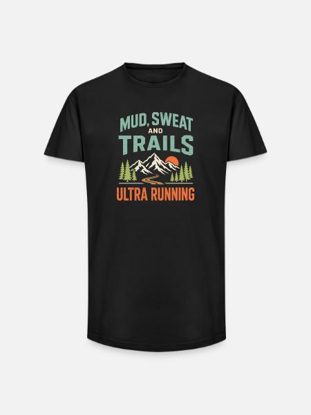 Mud Sweat and Trails Ultra Running - Long Fit Men's T-Shirt - black