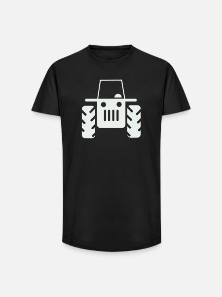 Retro Traktor - Long Fit Männer T-Shirt - Schwarz