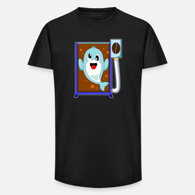 Delfin Kaffeebohne Kaffee - Long Fit Männer T-Shirt - Schwarz