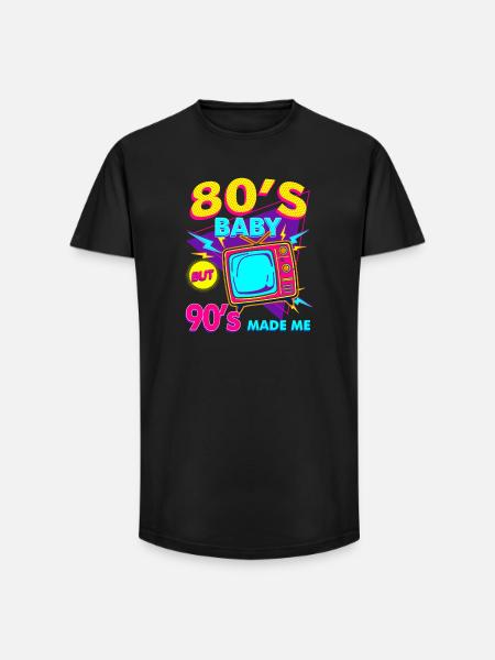 80s90s Neon TV Retro - Long Fit Men's T-Shirt - black