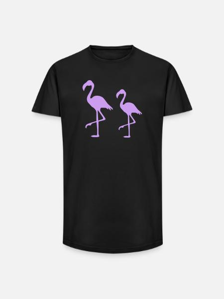 Two Flamingos Silhouettes Purple - Long Fit Men's T-Shirt - black