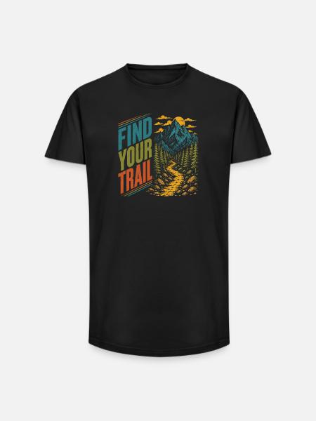 Mountains - Find Your Trail - Long Fit Men's T-Shirt - black