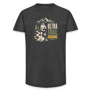 Ultra Trail Running - T-shirt coupe longue homme - charbon - Devant - AI Model Male 185 light (185cm)