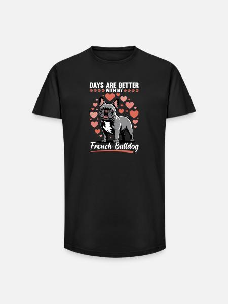 French Bulldog Frenchie Dog Breed - Long Fit Men's T-Shirt - black