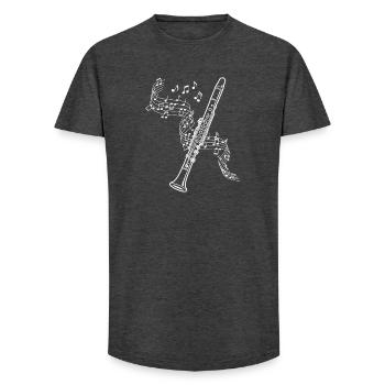 Clarinet Sheet Music Clarinetist Musician - Long Fit Men's T-Shirt - charcoal grey - Front - AI Model Male 185 light (185cm)