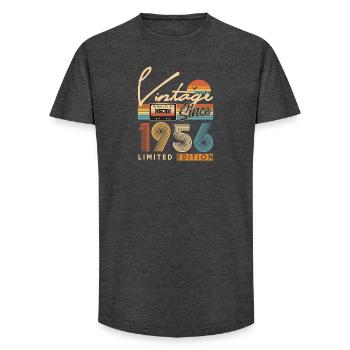 Anniversaire 70 Ans - T-shirt coupe longue homme - charbon - Devant - AI Model Male 185 light (185cm)
