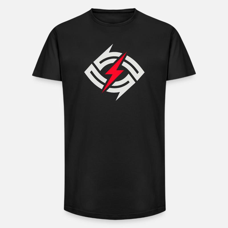 Circular Flash Contrast - Long Fit Men's T-Shirt - black