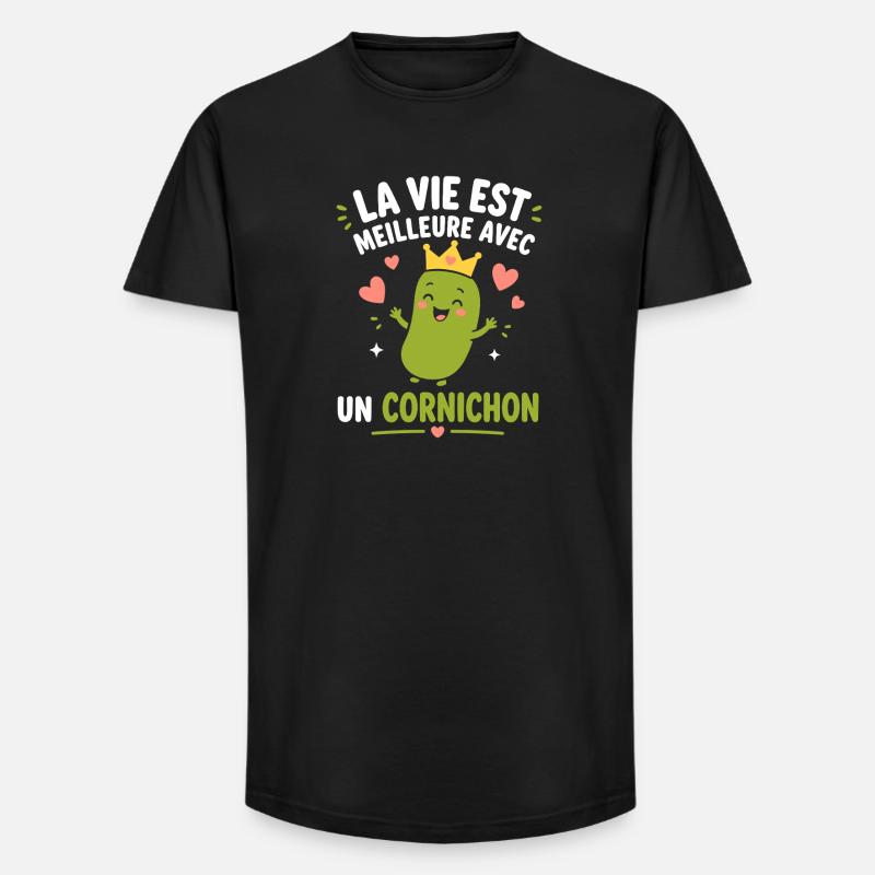 Cornichon - T-shirt coupe longue homme - noir
