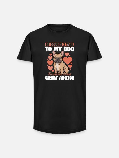 French Bulldog Frenchie Dog Breed - Long Fit Men's T-Shirt - black