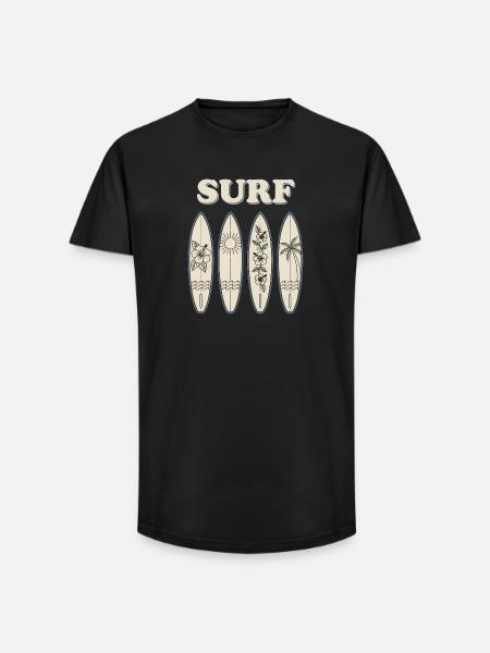 Surf Hibiscus Quartet Surfing - Long Fit Men's T-Shirt - black