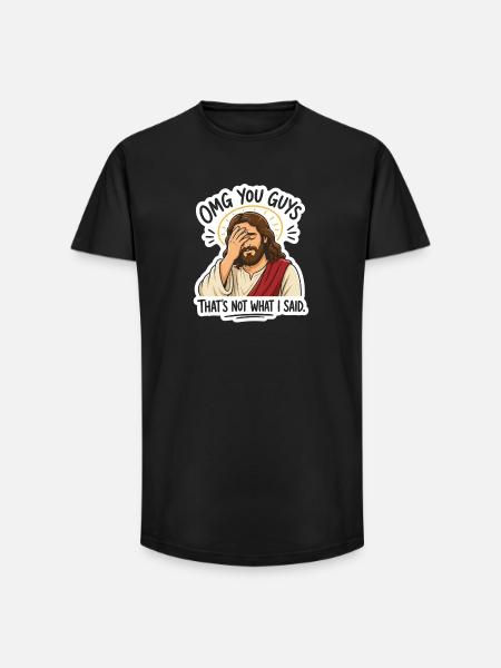 Jesus Facepalm Spruch Sticker - Long Fit Männer T-Shirt - Schwarz