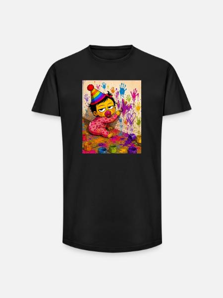 Bunte Kinderkunstexplosion - Long Fit Männer T-Shirt - Schwarz