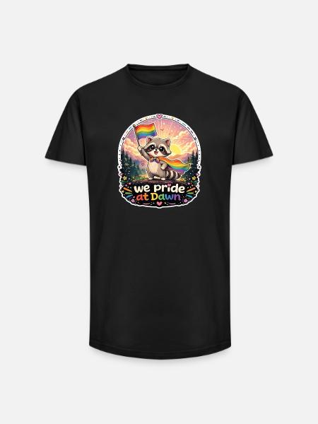 Raccoon Pride Dawn - Long Fit Men's T-Shirt - black
