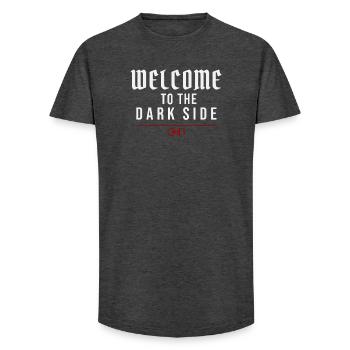 Bienvenue dans le Côté Obscur – Tentation Sombre - T-shirt coupe longue homme - charbon - Devant - AI Model Male 185 light (185cm)