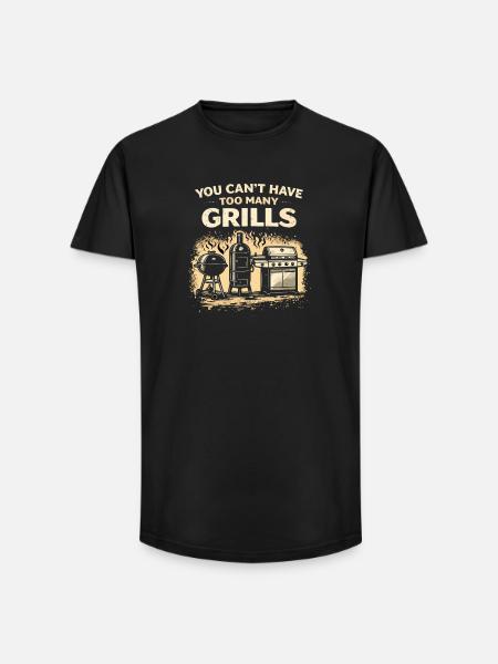 Too Many Grills BBQ Party Design - Long Fit Men's T-Shirt - black