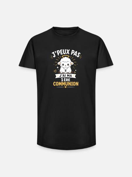 Premier Communion Agneau Céleste - T-shirt coupe longue homme - noir