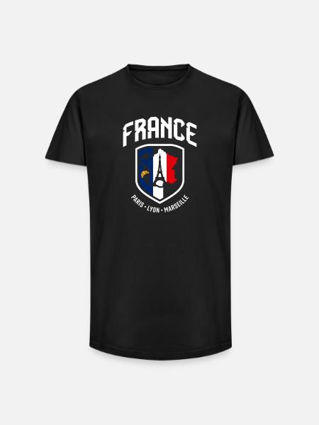 Blason France Paris Lyon Marseille - T-shirt coupe longue homme - noir