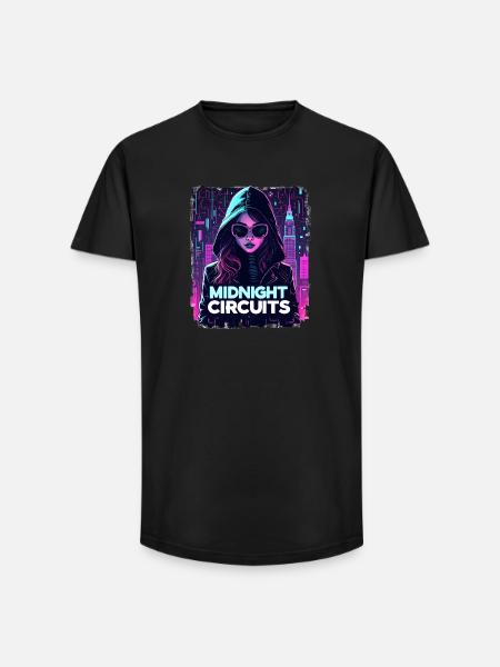 Midnight Circuits Cyberpunk Girl - Long Fit Men's T-Shirt - black