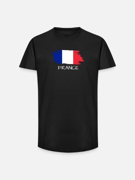 Drapeau français - T-shirt coupe longue homme - noir
