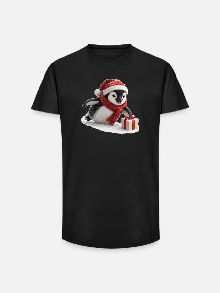 Weihnachts Pinguin - Long Fit Männer T-Shirt - Schwarz
