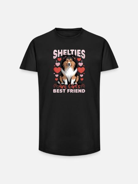 Shetland Sheepdog Sheltie Dog Breed - Long Fit Men's T-Shirt - black