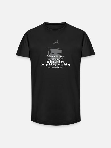 WS Burroughs quote on Silence - Long Fit Men's T-Shirt - black