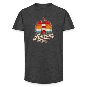 Leuchtturm Amrum 2026 Retro - Long Fit Männer T-Shirt - Anthrazit - Vorne - AI Model Male 185 light (185cm)