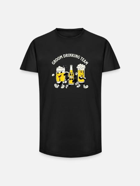 Équipe de boisson Retro Groom - T-shirt coupe longue homme - noir