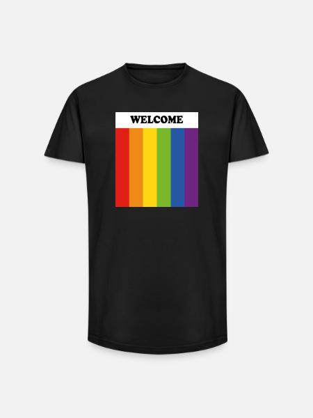 LGBT welcome - safe space - gay ally - Long Fit Men's T-Shirt - black