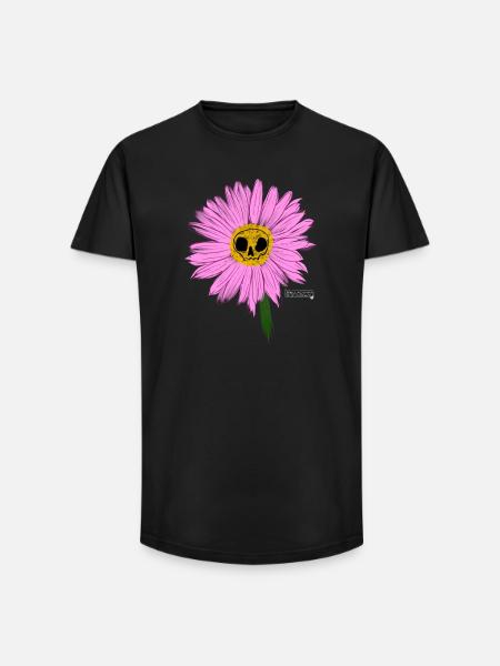 Pink Daisy - Long Fit Männer T-Shirt - Schwarz