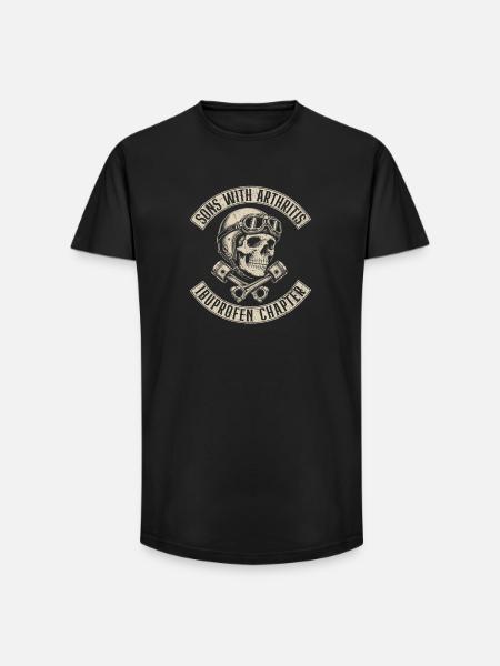 Sons With Arthritis Skull Ibuprofen Biker - Long Fit Men's T-Shirt - black