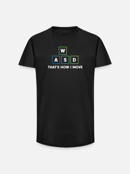 WASD Bewegungskunst - Long Fit Männer T-Shirt - Schwarz