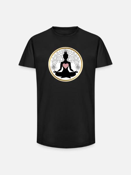 Silhouette Yoga Heart Mandala - Long Fit Men's T-Shirt - black