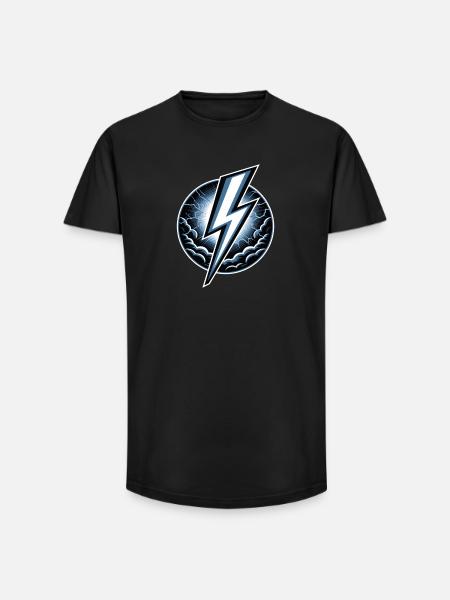Blitz Blitzschlag Gewitter Strom Sturm - Long Fit Männer T-Shirt - Schwarz