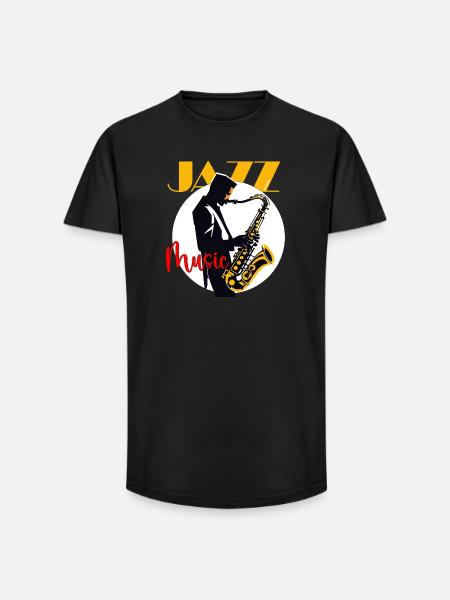 Jazz Saxophone Silhouette Music - Long Fit Men's T-Shirt - black
