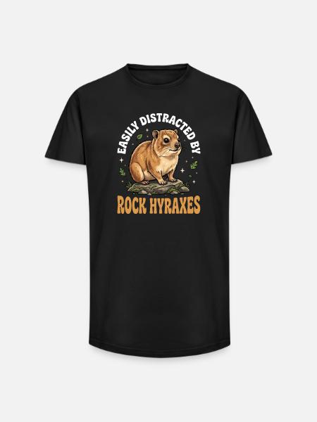 Easily distracted by rock hyraxes - Long Fit Men's T-Shirt - black
