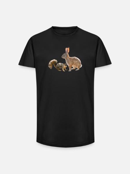 Squirrel, Rabbit, Forest Friends, Photography - Long Fit Men's T-Shirt - black