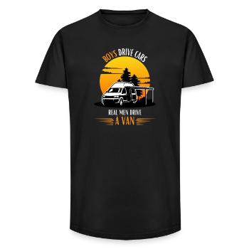 Echte Männer fahren einen Van Camper - Long Fit Männer T-Shirt - Schwarz - Vorne - AI Model Male 185 light (185cm)