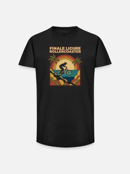 Finale Ligure Rollercoaster Retro Enduro MTB - Long Fit Men's T-Shirt - black