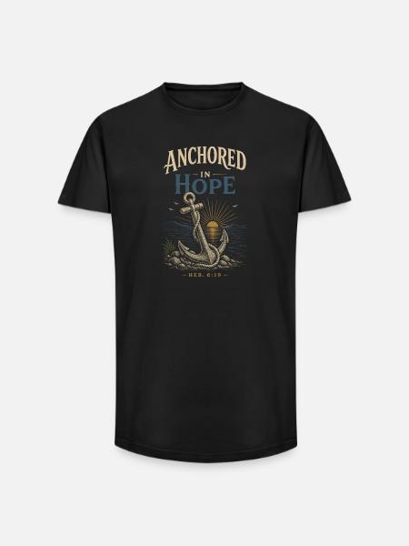 Verankerte Hoffnung - Long Fit Männer T-Shirt - Schwarz