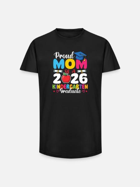 Proud Mom 2026 Kindergarten Graduate - Long Fit Men's T-Shirt - black