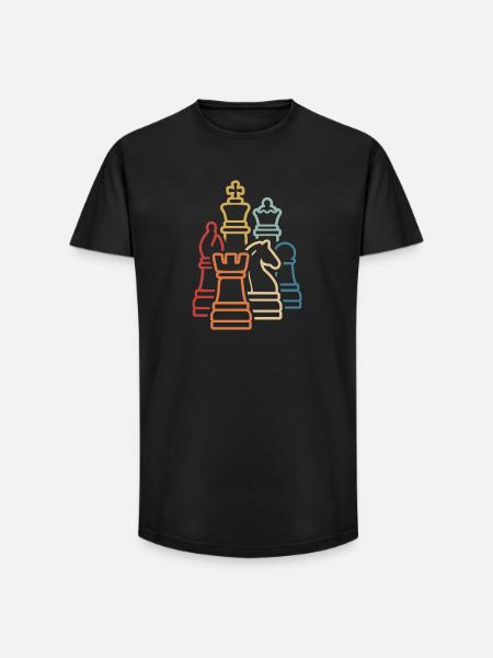 Chess Retro Chess Pieces Chess Player - Long Fit Men's T-Shirt - black