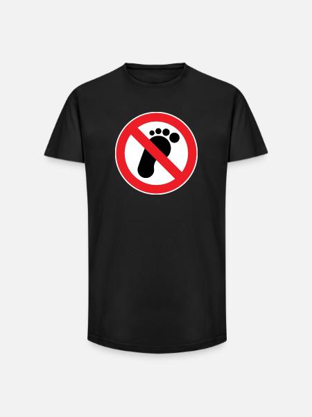 No trespassing. Barefoot walking prohibited - Long Fit Men's T-Shirt - black