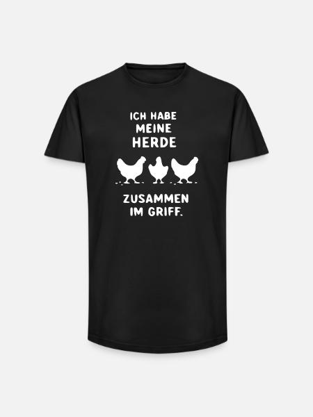 Herde im Griff – Hühner-Slogan - Long Fit Männer T-Shirt - Schwarz