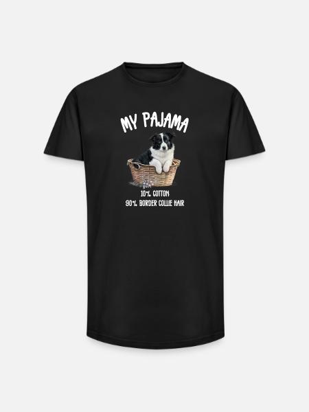 Dog Border Collie Pyjamas - Long Fit Männer T-Shirt - Schwarz