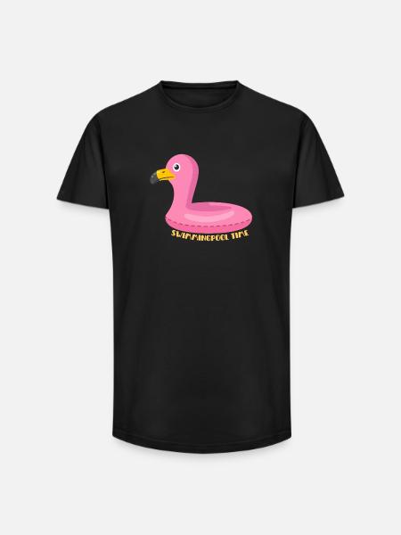 Flamingo Bouée Rose Piscine - T-shirt coupe longue homme - noir