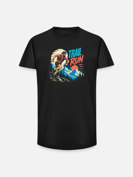 Trailrun - Long Fit Männer T-Shirt - Schwarz