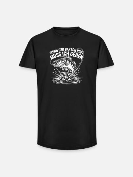 Barsch Angeln - Long Fit Männer T-Shirt - Schwarz